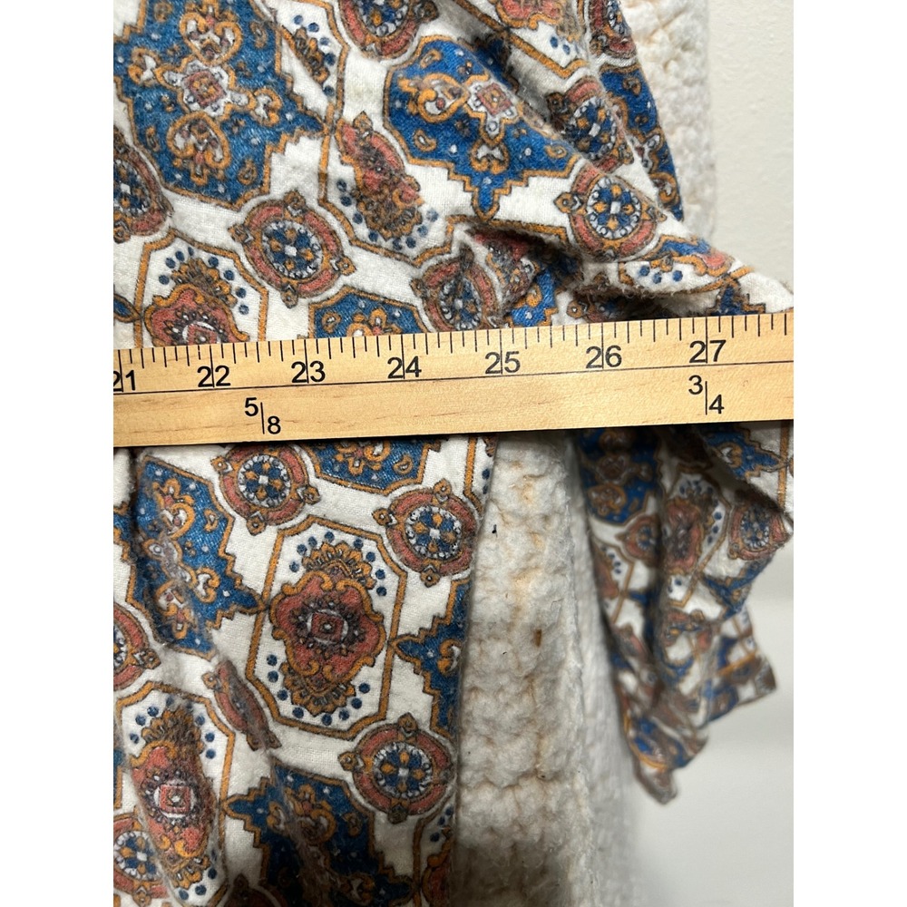 Vintage Gaddi 70s Pajama Set XL Boho Geometric Pattern Balloon Pants Blue Brown - Picture 14 of 16